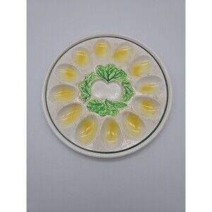 Norleans Deviled Egg Plate Serving Ceramic 12 No Shakers Japan Vintage